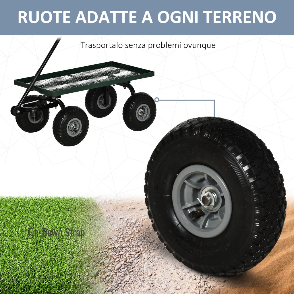 Carrello Giardino in Acciaio ¨C Minimal ¨C Nero e Verde 94x48.5x100 cm