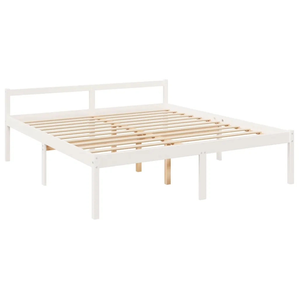 Letto matrimoniale | Letto per adulti | Letto per Anziani con Testiera Bianco 200x200 cm Legno Massello