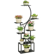 Scaffale porta piante a 8 livelli ¨C Xylo ¨C Metallo nero a forma di S 158,5 cm