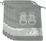 Set di 5 Borse per Scarpe - Foderato con Velo - Chiusura con Cordoncino - Finestra Translucida - Spazio per Sneaker - 30 x 43 cm - Borse per Scarpe da Stoccaggio