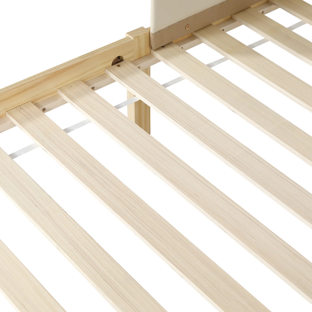 LETTO imbottito per bambini 90x200 cm Beige e Naturale