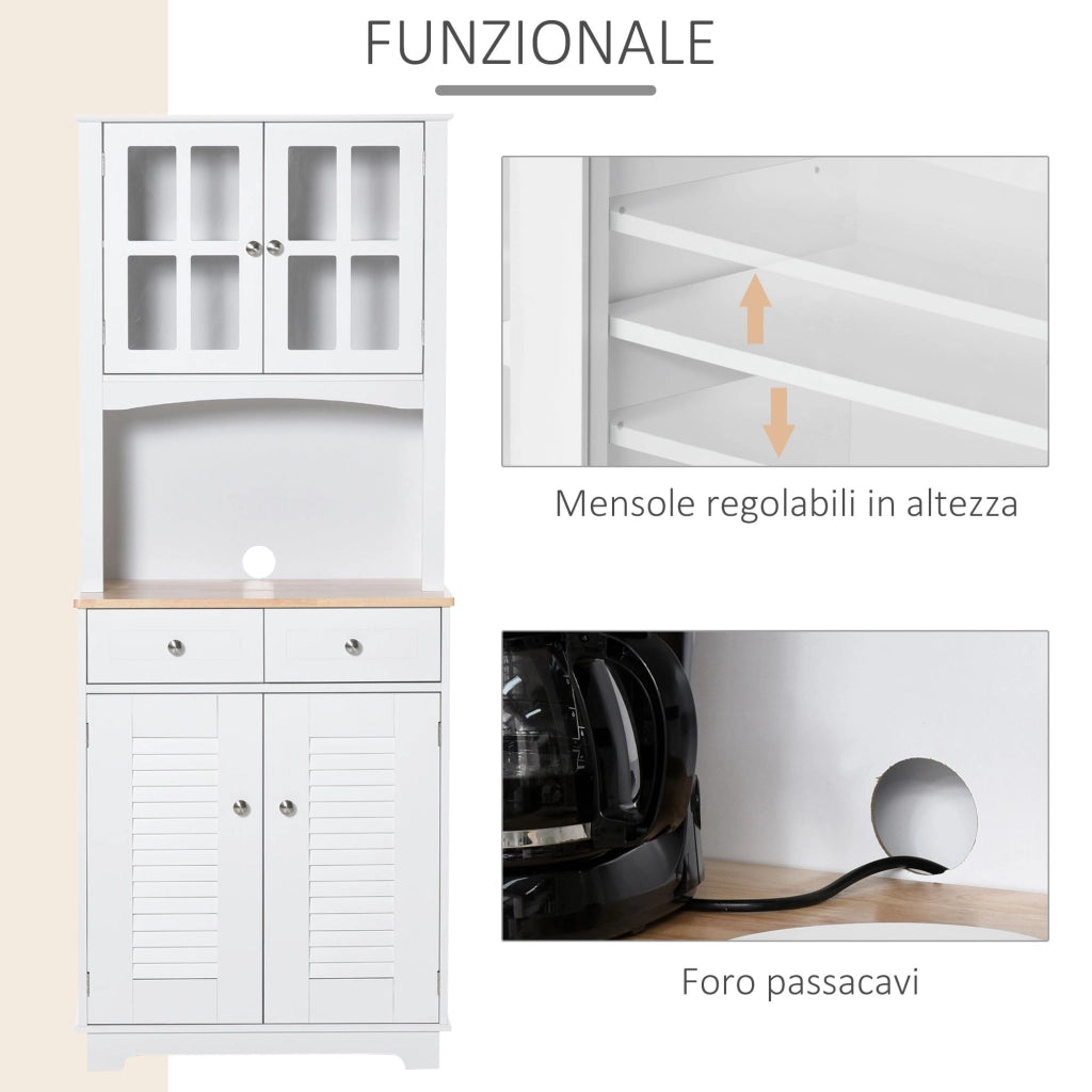 Mobile Buffet Dispensa ¨C Xylo ¨C Legno Bianco Stile Classico 68x39.5x170cm