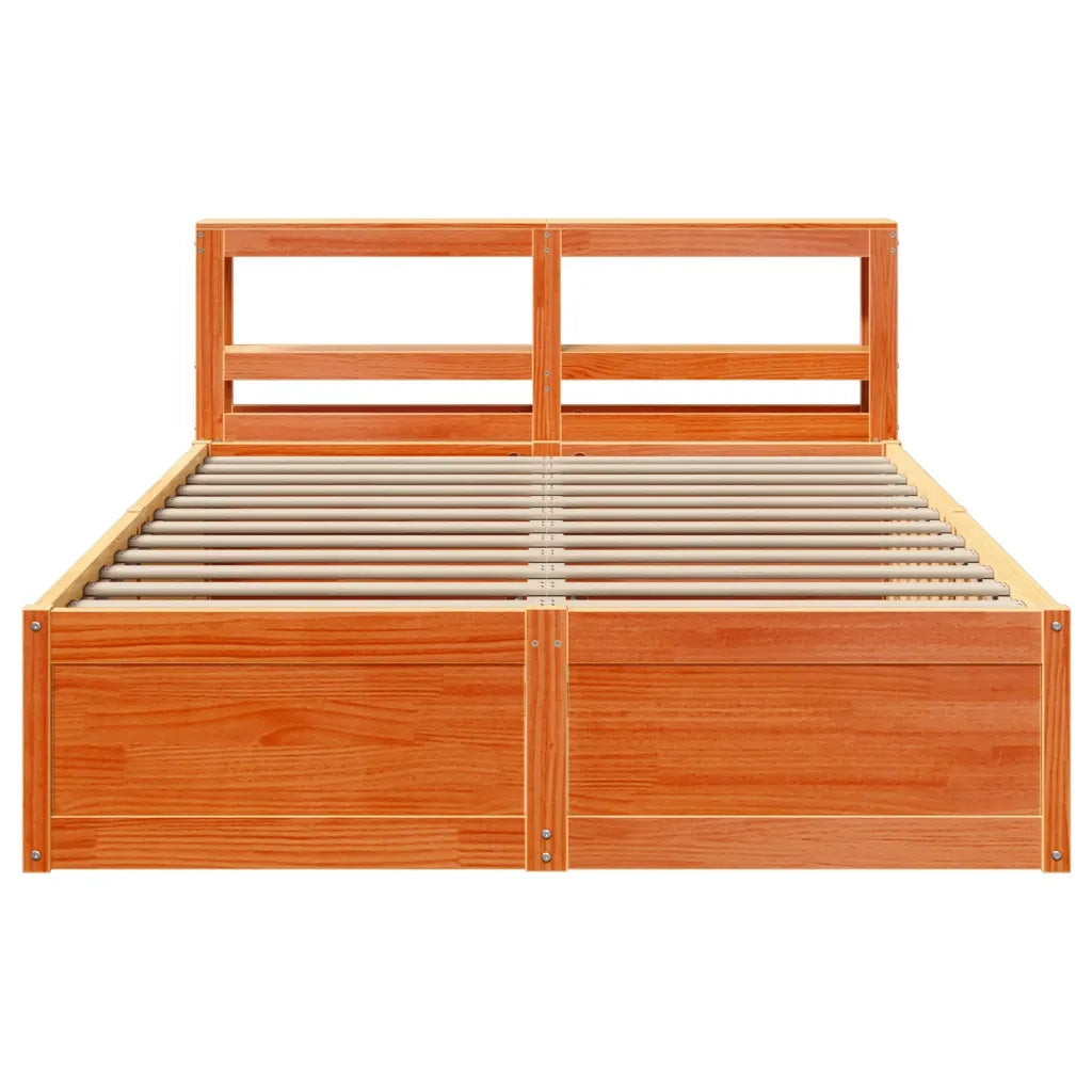 Giroletto con Testiera Marrone Cera 135x190 cm Massello Pino 3306359
