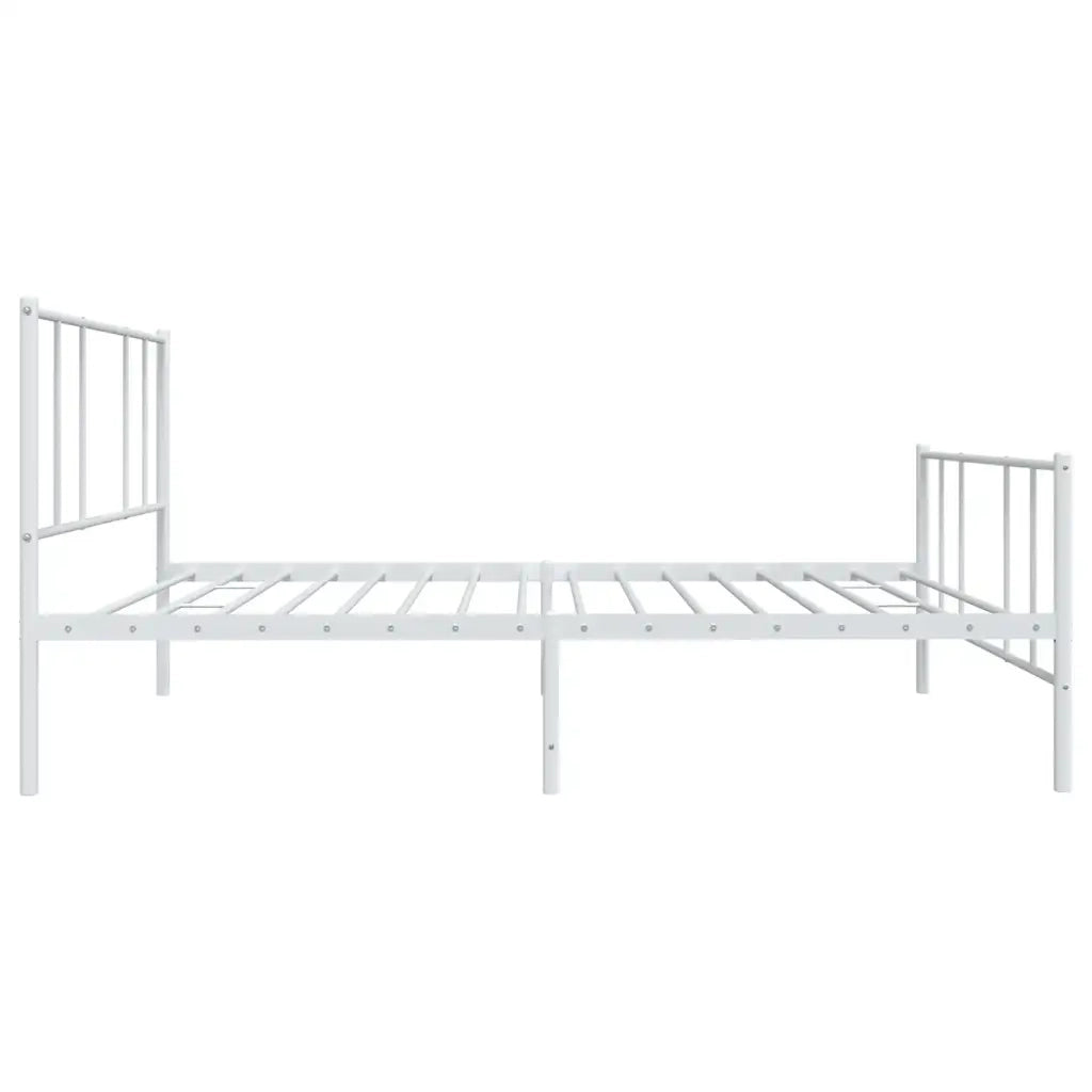 Letto singolo | Letto per adulti | Giroletto con Testiera e Pediera Metallo Bianco 100x200 cm