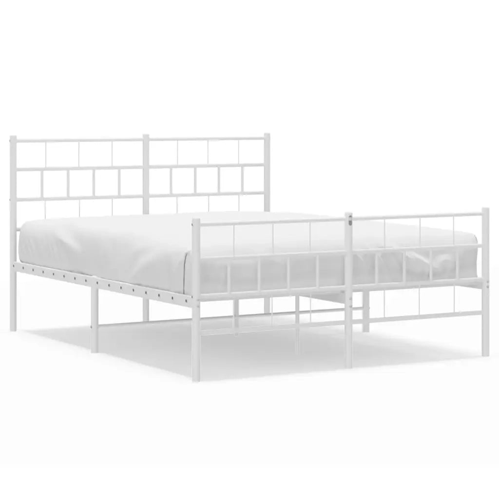 Giroletto con Testiera e Pediera Metallo Bianco 120x200 cm 355724