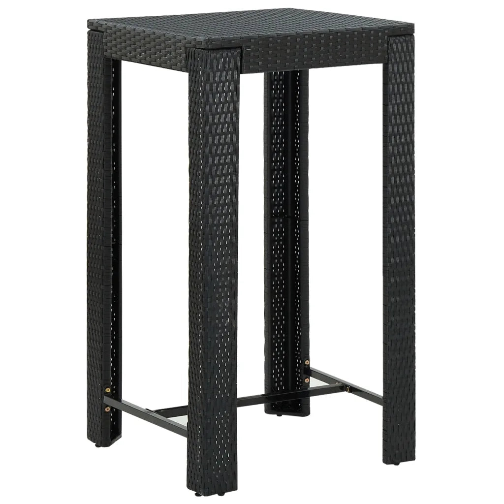 Set Bar da Giardino 3 pz con Cuscini Polyrattan Nero 3064775