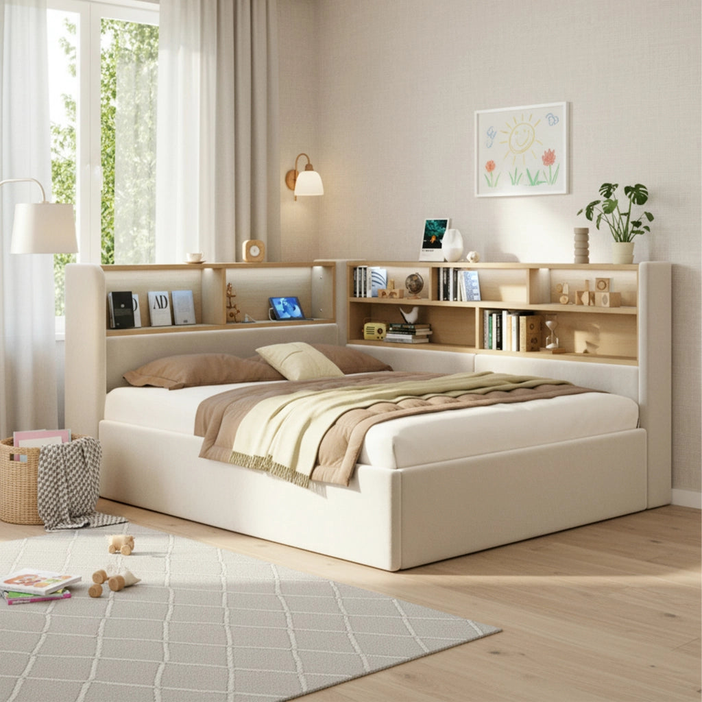 letto imbottito velluto beige 140 x 200 cm