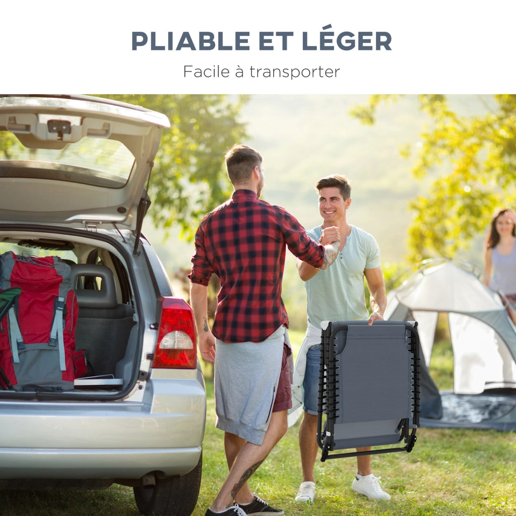 Lettino Prendisole Pieghevole Multi-Posizioni ¨C Xylo ¨C Acciaio Textilene Grigio Nero
