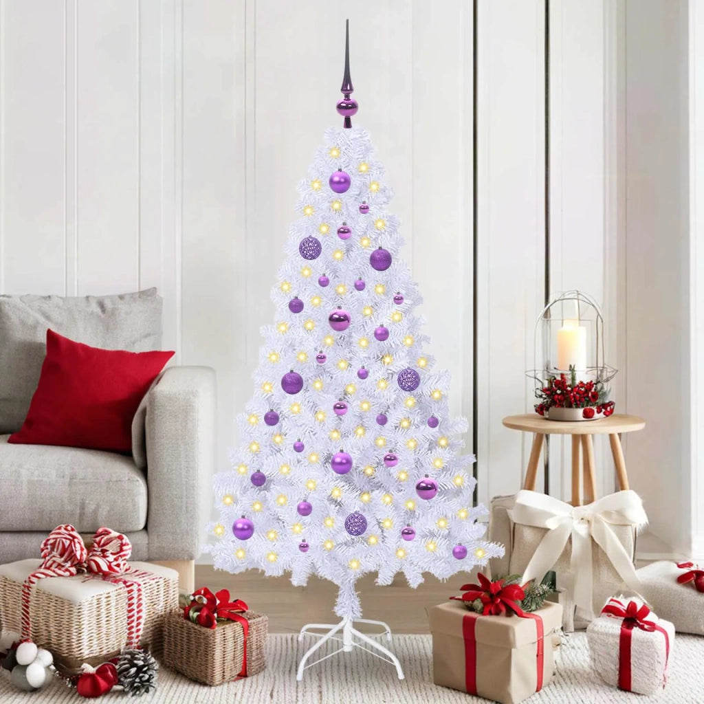 Albero di Natale | Decorazioni natalizie artificiale Bianco 150 cm PVC e Acciaio