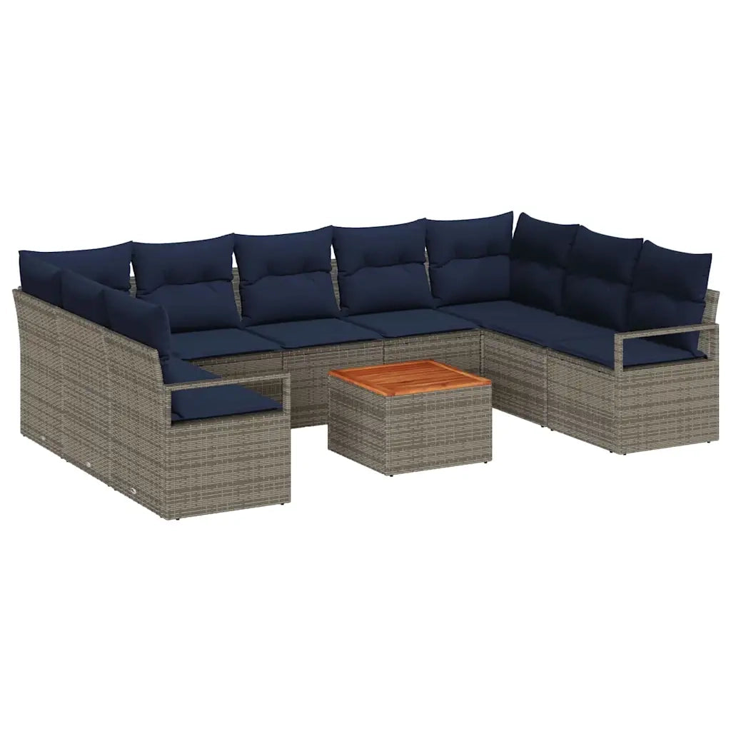 Set Divano da Giardino con cuscino 10 pcs Grigio polyrattan 3347752