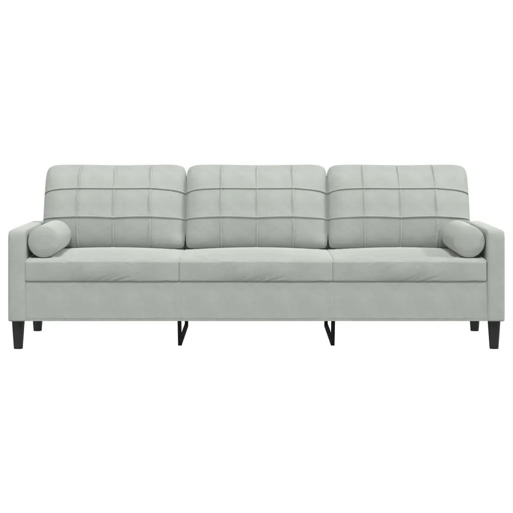 Divano a 3 Posti con Cuscini-Sofa 3 Posti con Cuscini Grigio Chiaro 210 cm in Velluto