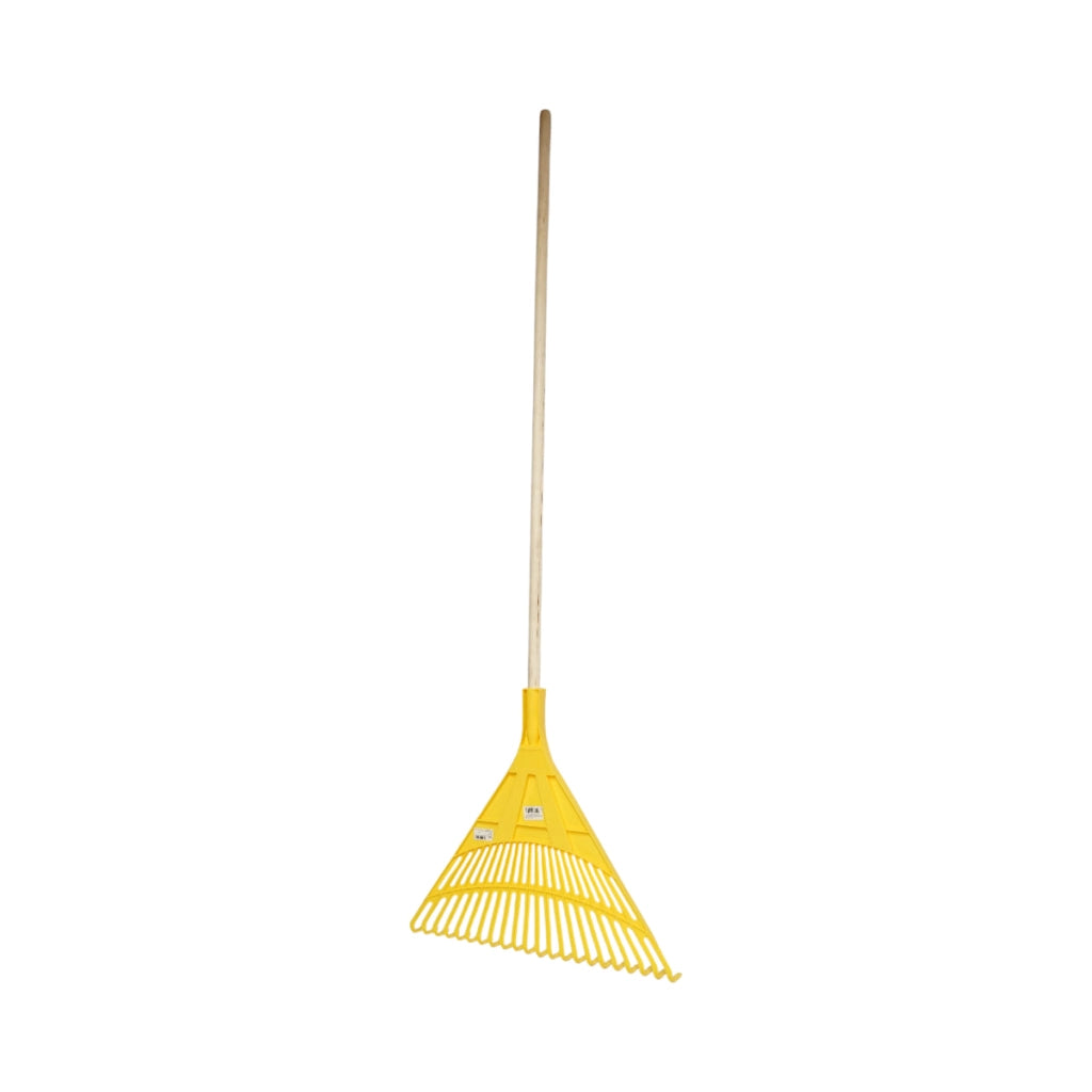 Rastrello in plastica per foglie, manico in legno 120cm, 22 denti Crownman