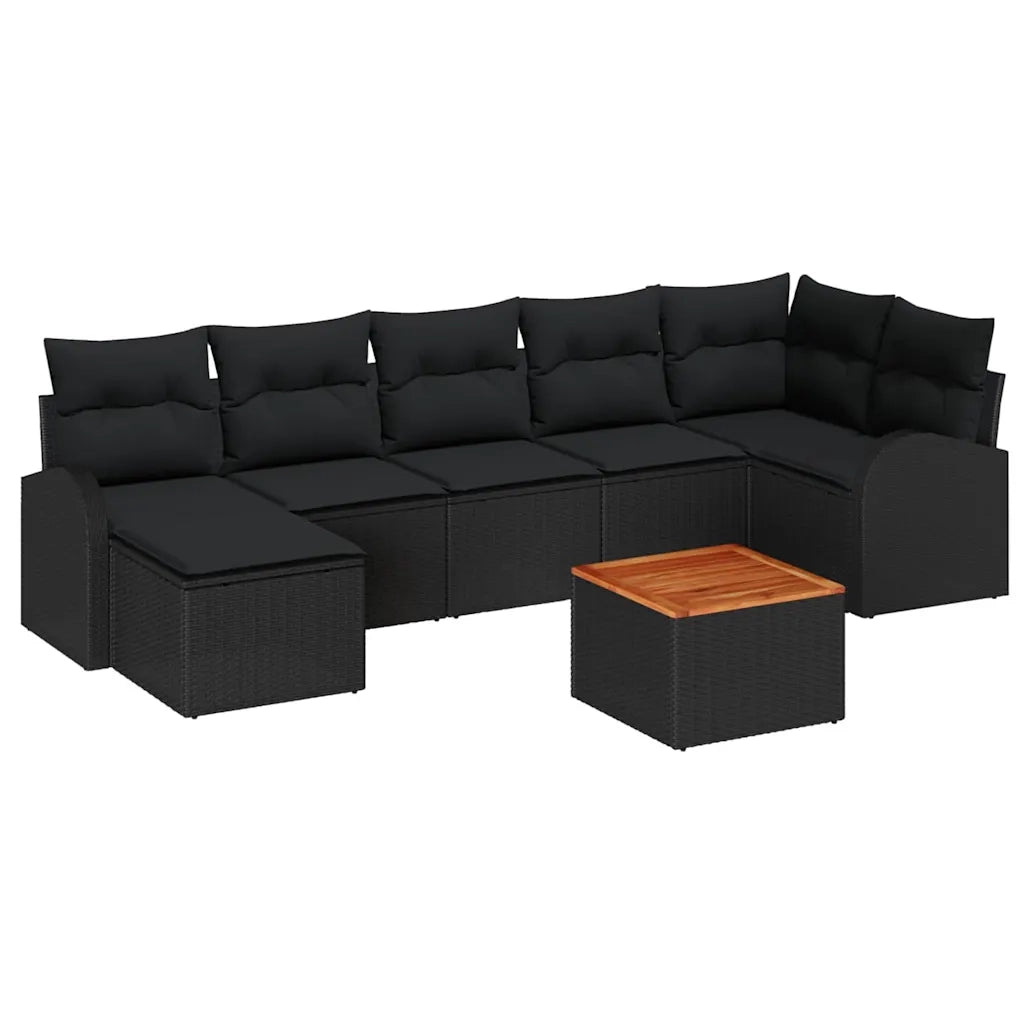 Set Divano da Giardino con archiviazione 8 pcs Nero polyrattan 3356280