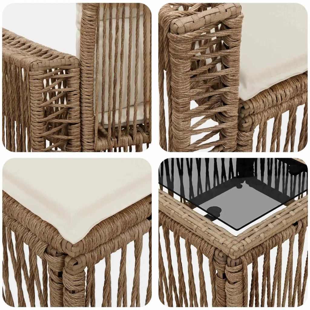 Set Divano da Giardino 9 pz Beige e Bianco Crema polyrattan 3435189