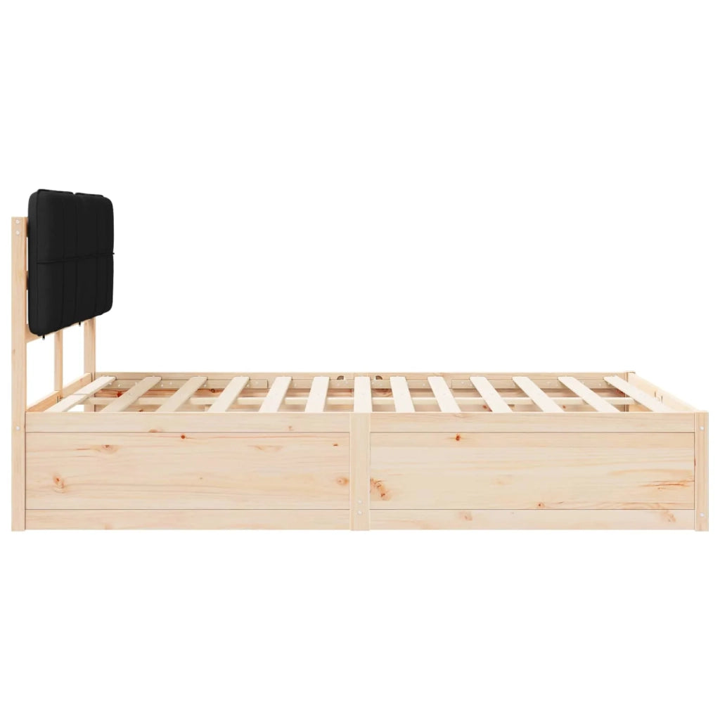Letto con Testiera Rivestita-Struttura Letto con Testiera Nero 135 x 190 cm Pino massello 409758