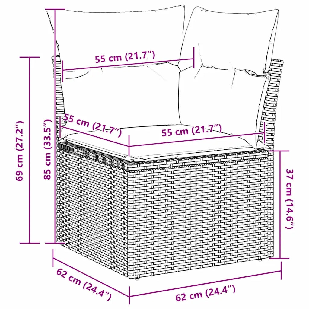 Set Divano da Giardino con cuscino 5 pcs Marrone polyrattan 3345358