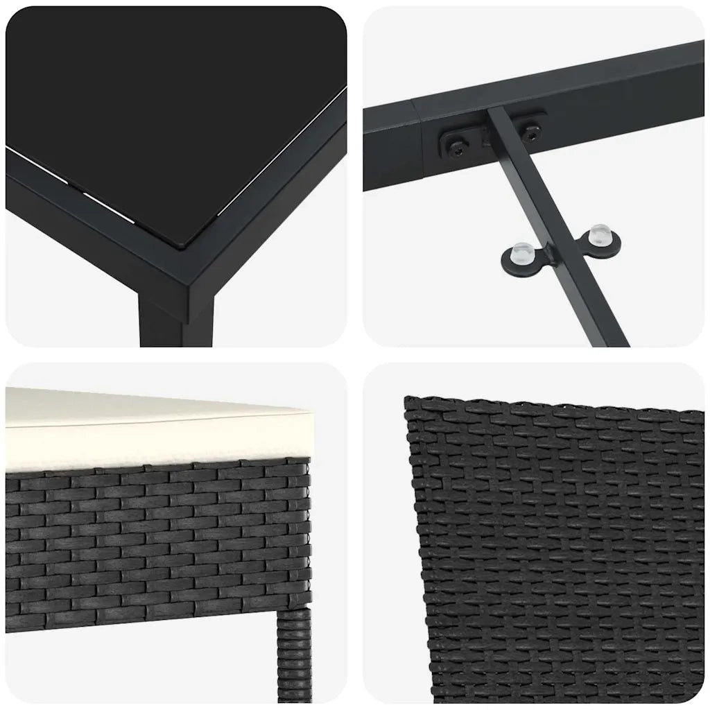 Set da Pranzo per Giardino 5 pz | Set Salotto da Giardino Nero