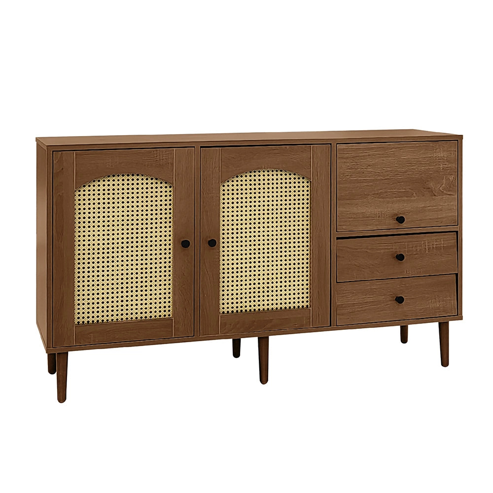 Buffet Rustico - Xylo - 130??75.5??40 cm - Porte in Ratan?? con Chiusura Magnetica
