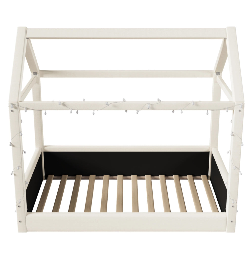 Letto a casetta imbottito con LED; 90x200 cm; beige