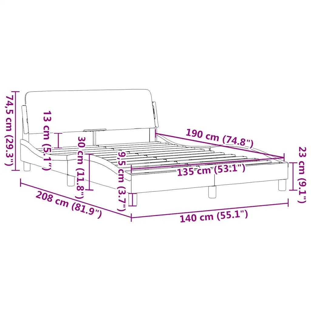 Struttura letto Dover Nera 135x190 cm in Velluto 373330