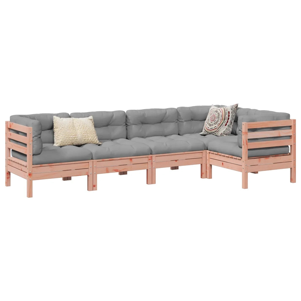 Set Divani Giardino 5 pz Cuscini Legno Massello Abete Douglas