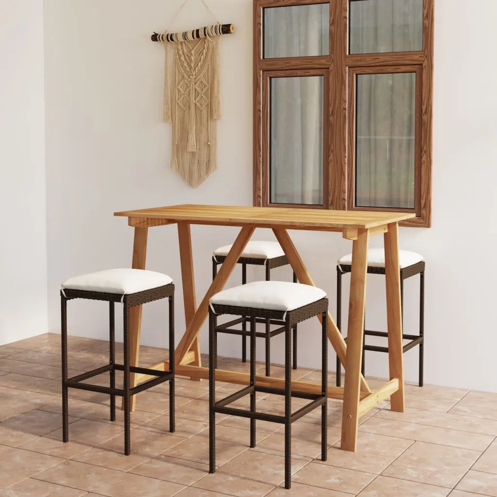Set Bar da Giardino 5 pz con Cuscini Marrone 3067962