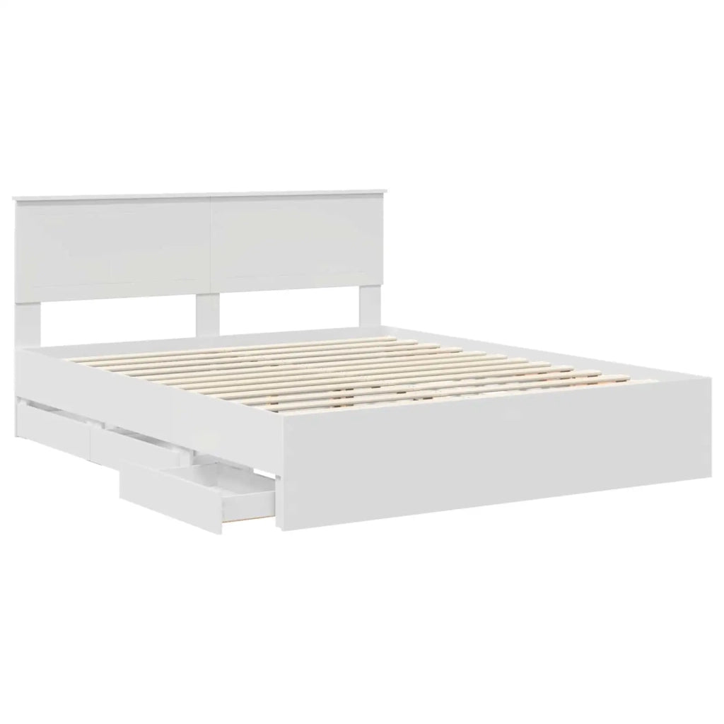 Struttura del letto-Giroletto-Rete del Letto Bianco 160 x 200 cm Legno Ingegnerizzato 224682