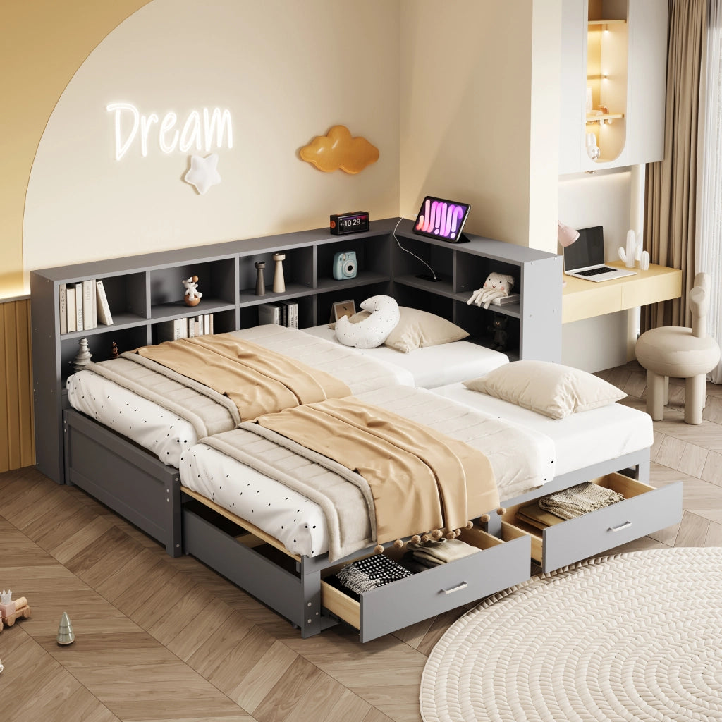 Letto estraibile con funzione divano in legno grigio 180x190 cm
