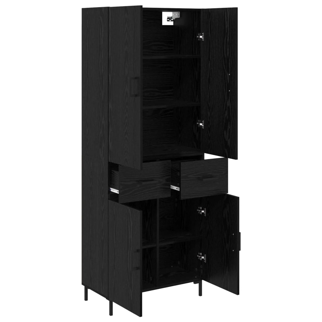 Credenza-Buffet-Armadio da cucina Rovere Nero 69,5 x 34 x 180 cm Legno multistrato 134971