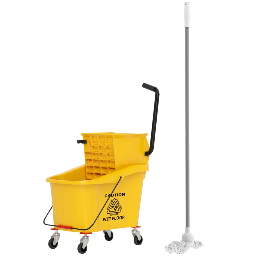 Secchio Lavapavimenti Professionale 36L con Mocio, Strizzatore e Ruote ¨C Minimal ¨C Giallo 55x37x65 cm