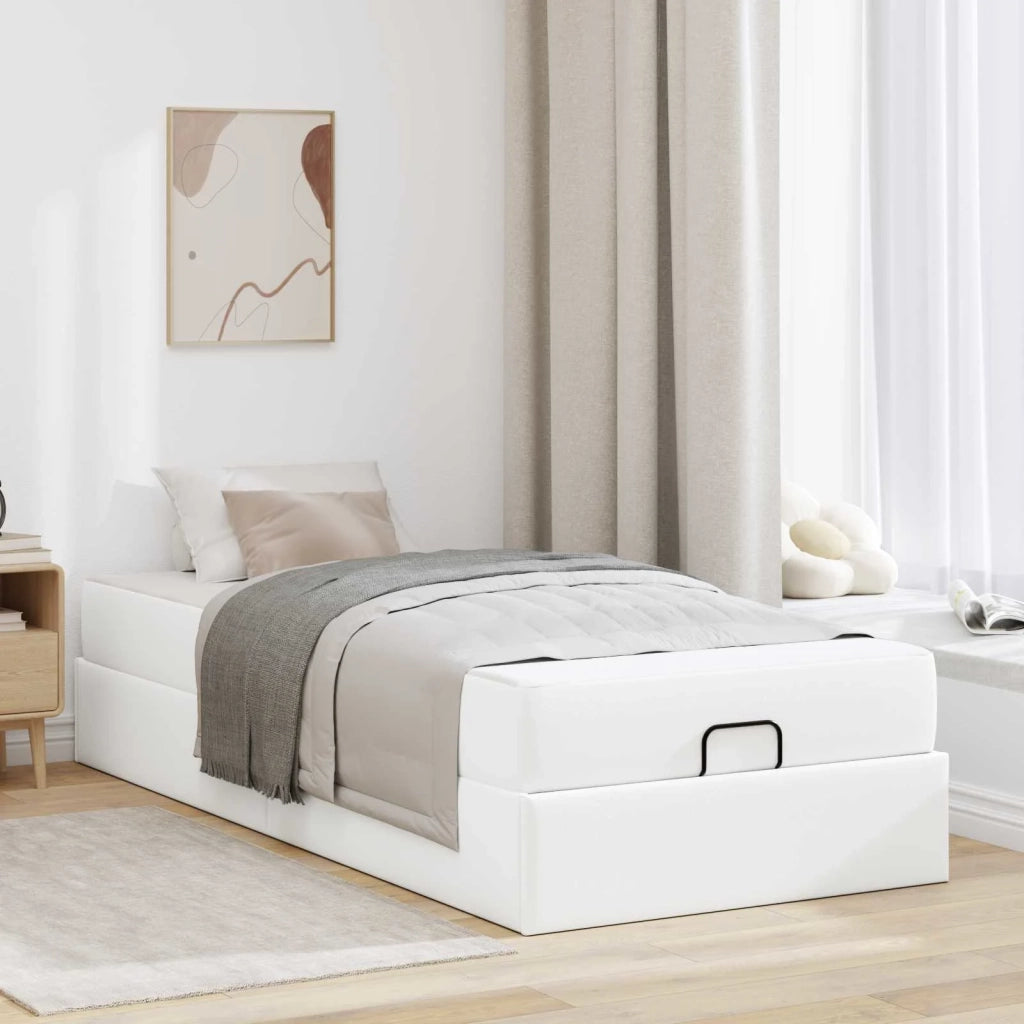 Struttura letto con materasso con materasso 2 pcs Bianco PVC