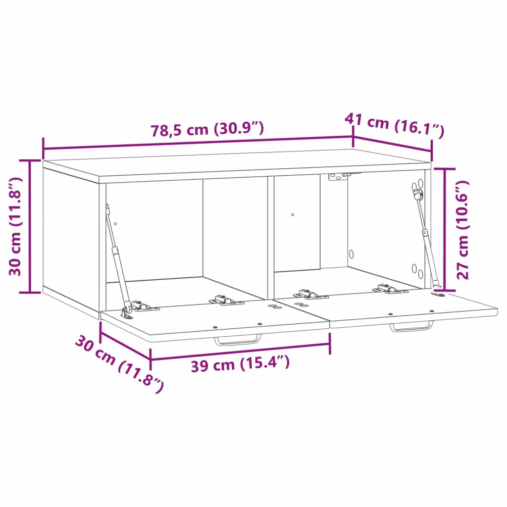 Mobile TV da Muro | Armadietto TV | Mobile Porta TV Legno antico 78,5 x 41 x 30 cm