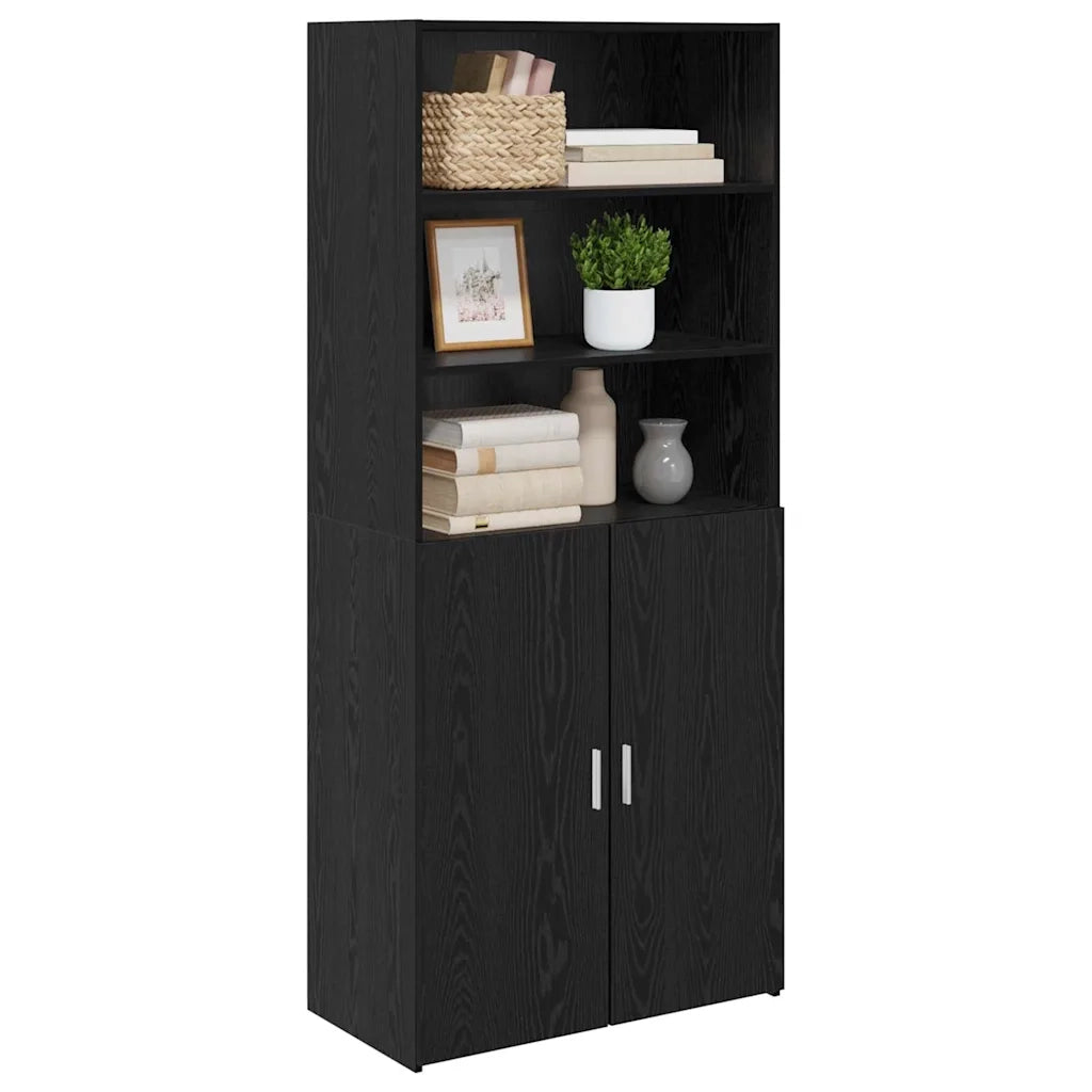 Credenza | Madia | Buffet da pranzo | Armadio da pranzo Rovere Nero 80 x 42,5 x 185 cm Legno multistrato