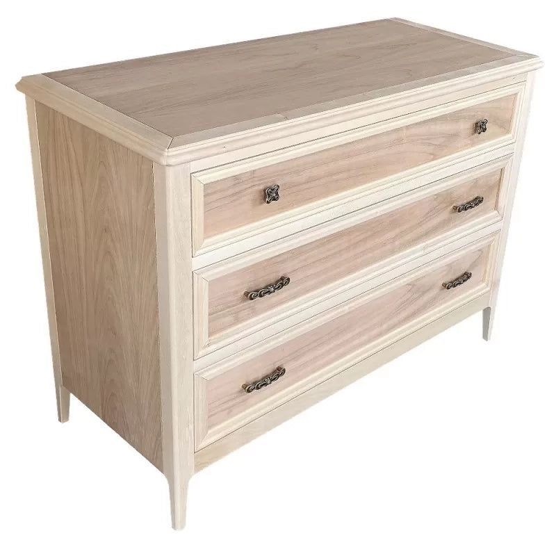 Cassettiera 3 cassetti in legno massello grezzo 115x50x85 - Mobili 2G