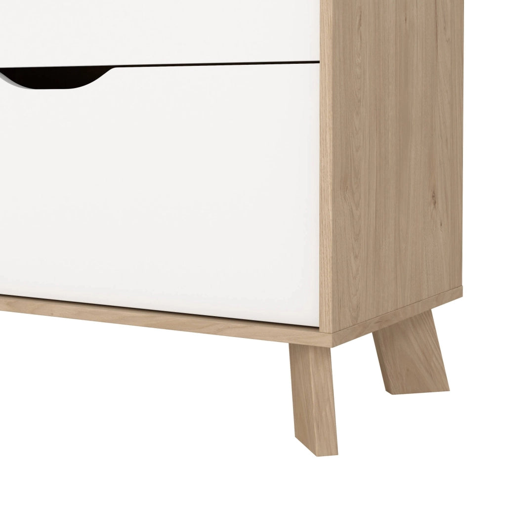 Credenza Chito, Buffet da soggiorno, Madia da salotto, Dispensa da cucina, 156x40 h92 cm, Rovere e Bianco