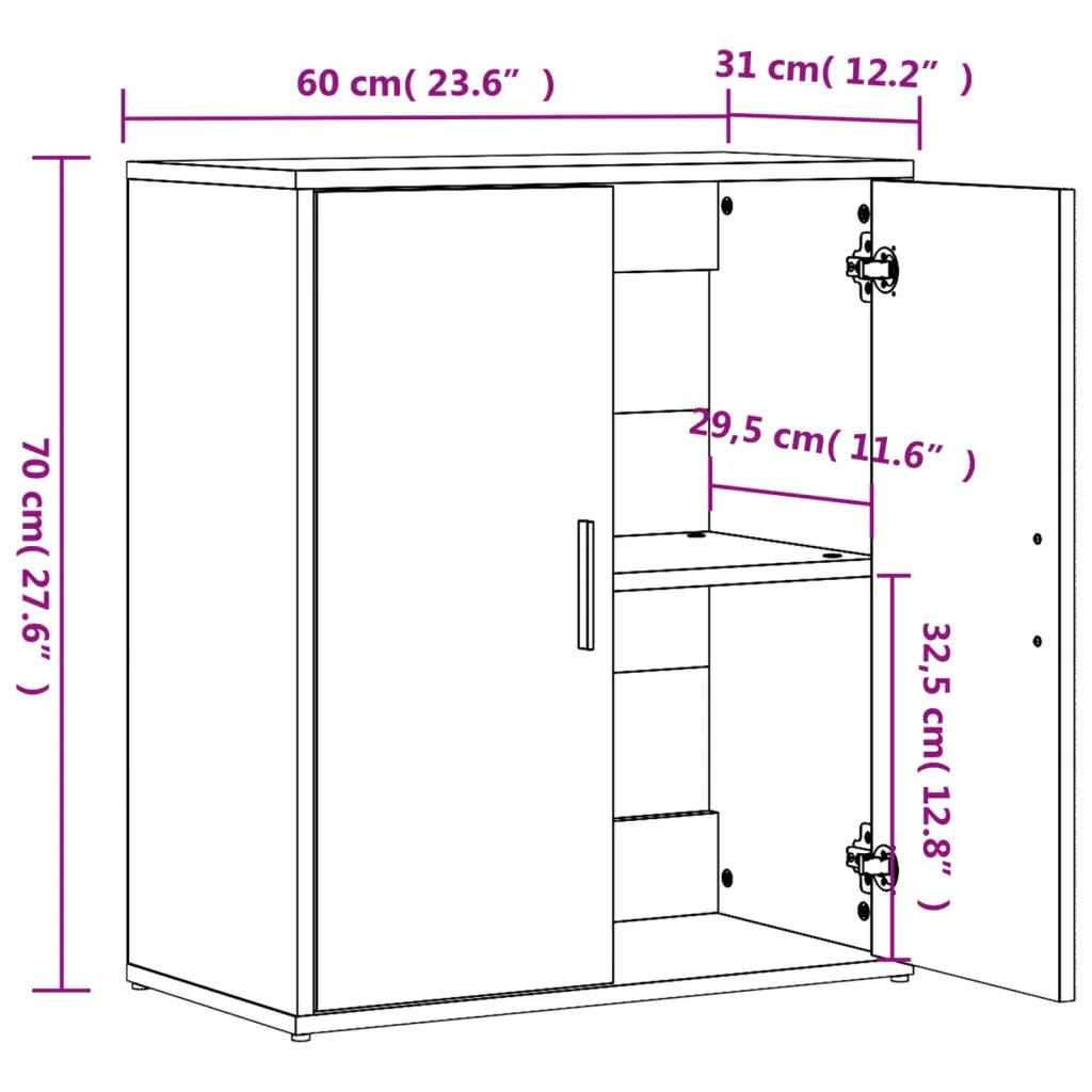 Credenza Rovere Sonoma 60x31x70 cm in Legno Multistrato 840459