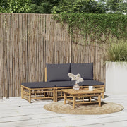 Set Salotto da Giardino 4pz con Cuscini Grigio Scuro Bambù 3155235