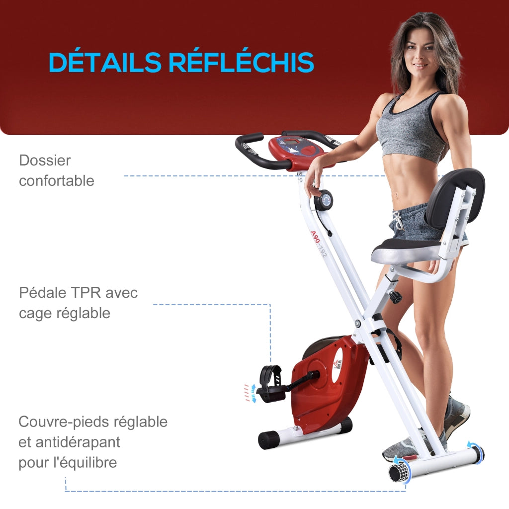 Cyclette pieghevole ¨C Xylo ¨C 8 livelli resistenza magnetica con schienale sedile regolabile display LCD rosso