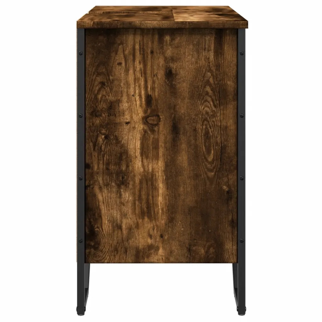 Mobile Lavabo Bagno-Armadietto da bagno Rovere Fumo 60x35x60 cm Legno Multistrato