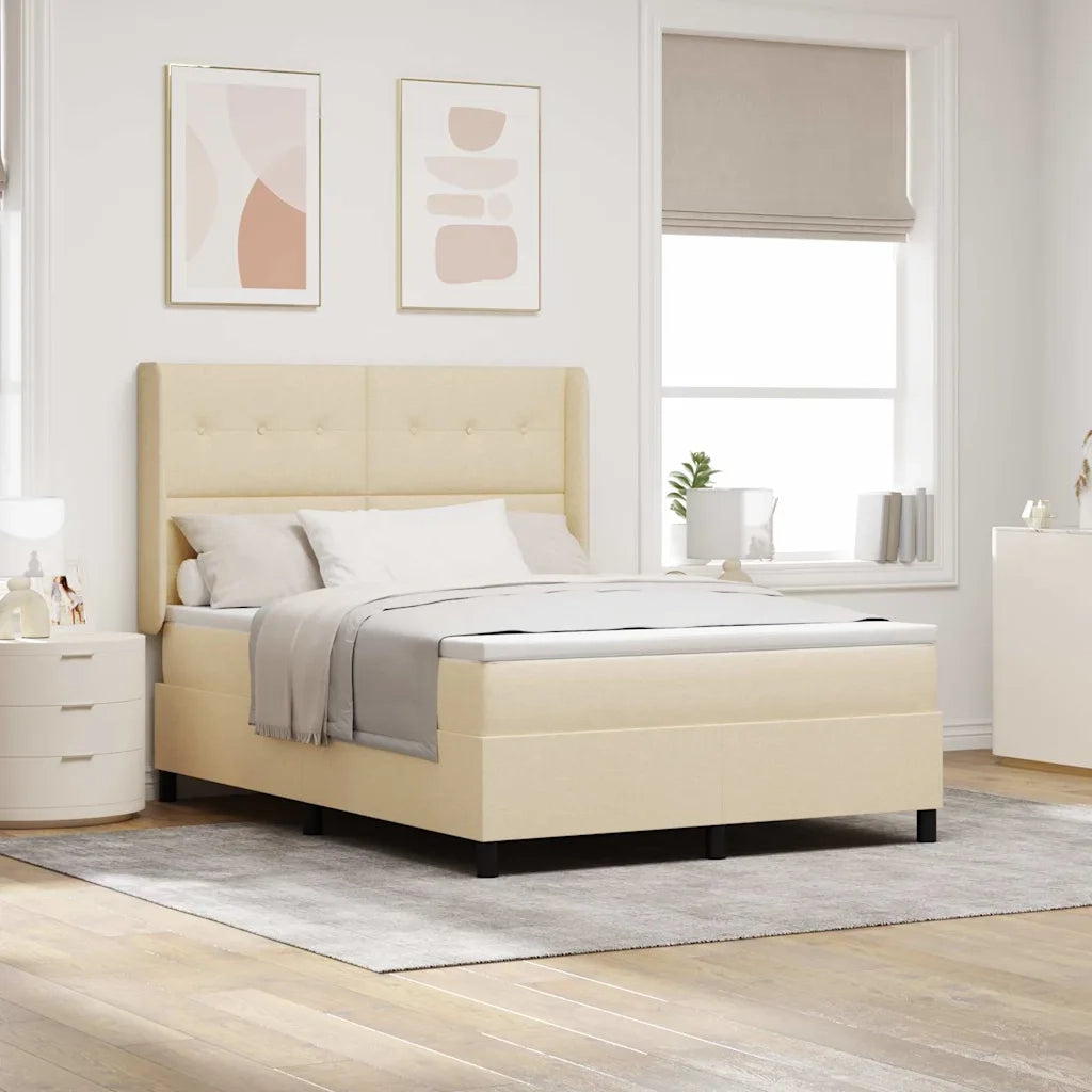 Letto a molle con materasso Crema 190 x 140 cm Tessuto 3341642