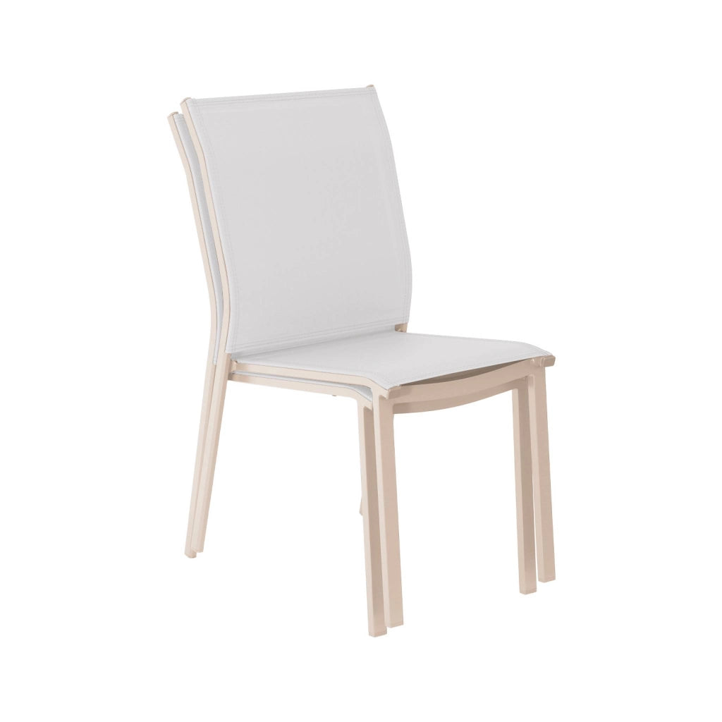 Set 4 sedie da giardino impilabili in alluminio e textilene, beige