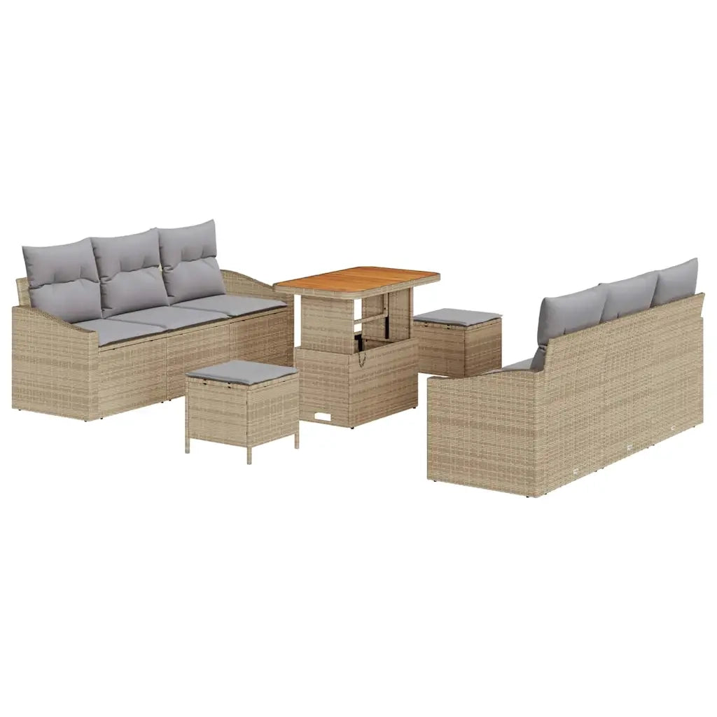 Set Divano da Giardino con cuscino 9 pcs Beige polyrattan 3362612