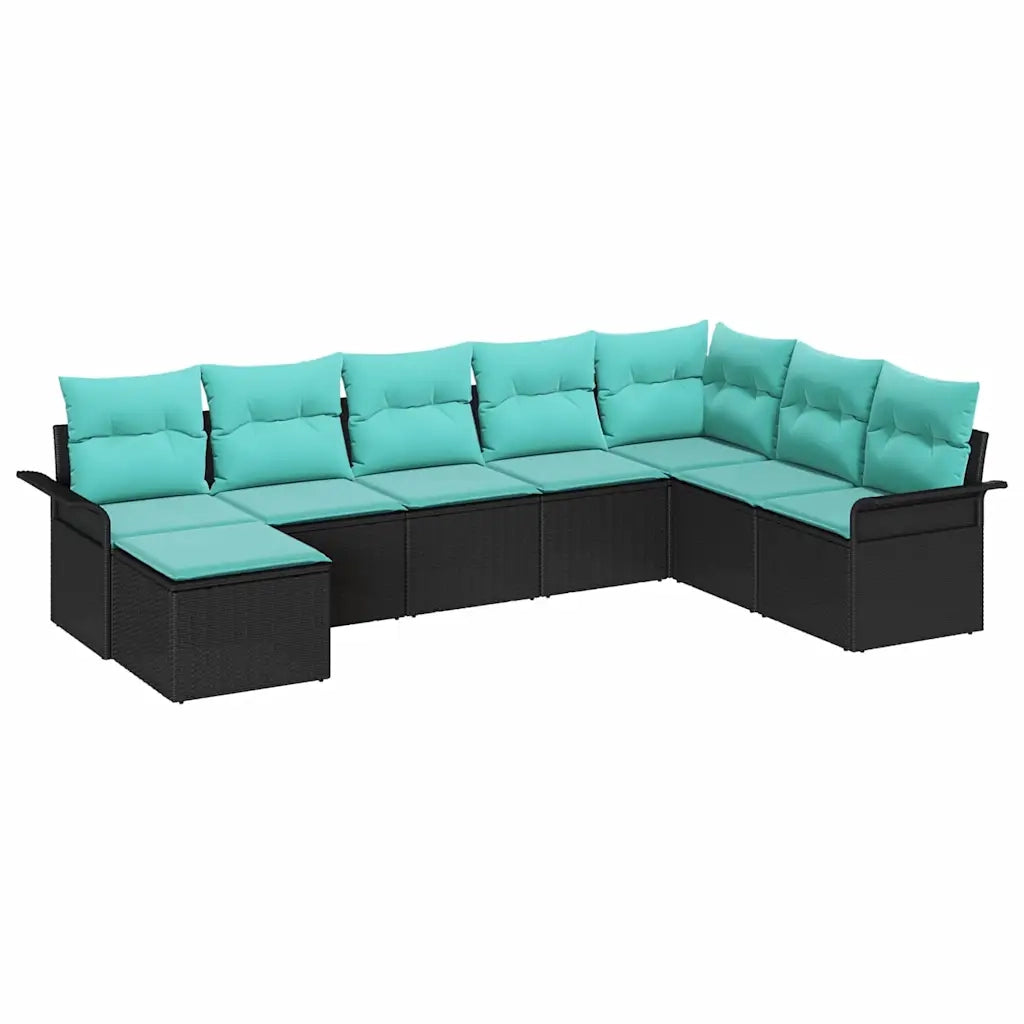 Set Divano da Giardino con cuscino 8 pcs Nero Poly Rattan 3354155