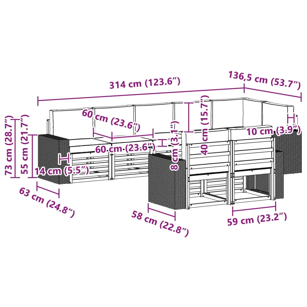 Set di divani da esterno 8 pz Poliestere 3384511