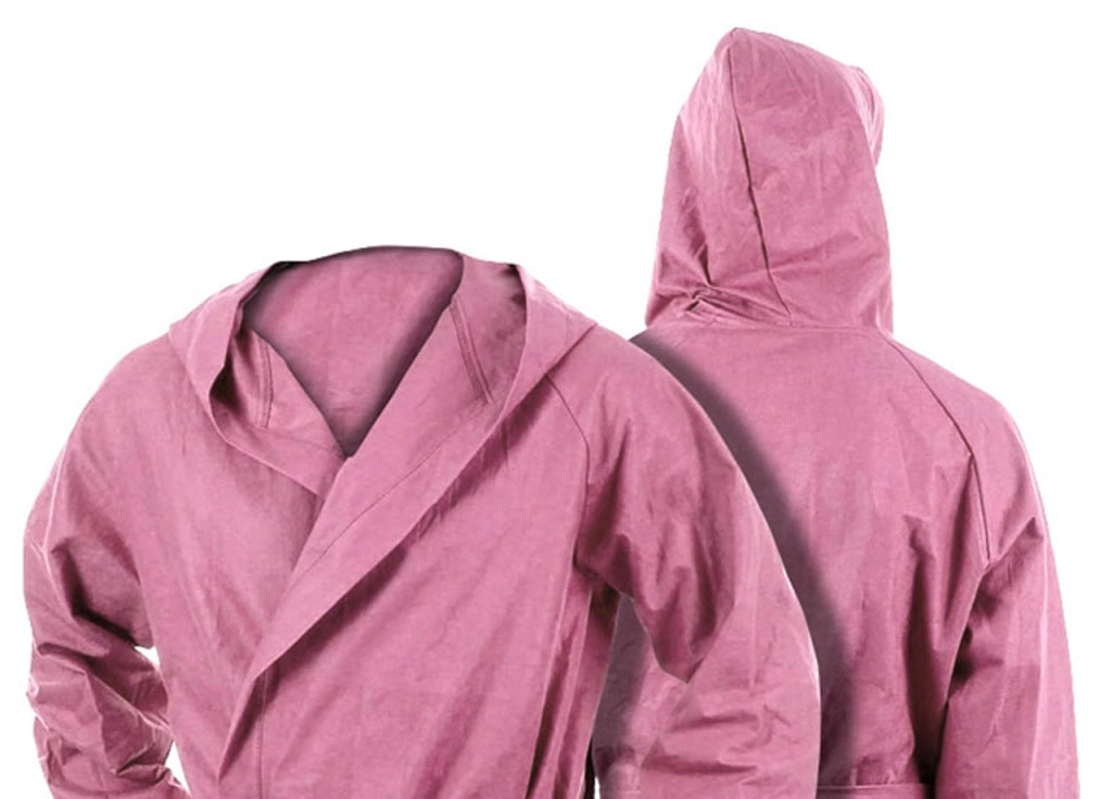 Accappatoio Con Cappuccio In Microfibra Taglia Adulto Unisex In Tinta Unita - L - Rosa