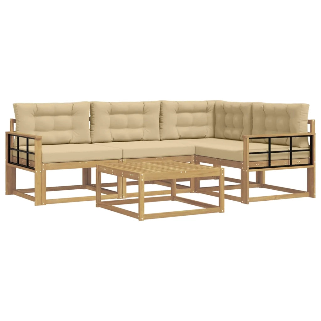 Set di divani da esterno 5 pz Bianco e Beige Poliestere 3386422