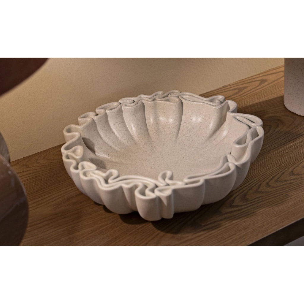 Vassoio decorativo Stons piccolo in poliresina color crema