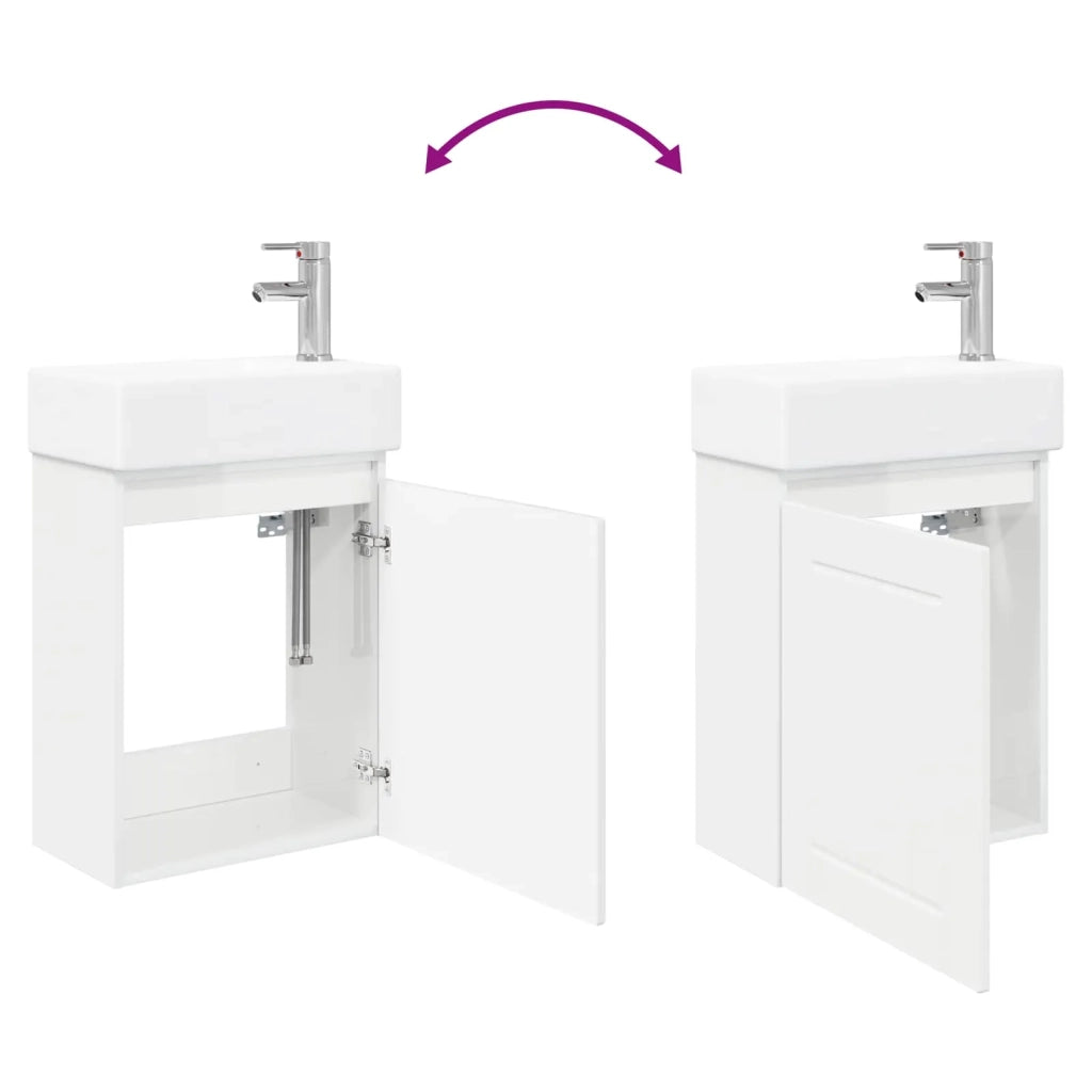Mobile Bagno | Armadio da bagno con rubinetto Bianco Lucido 45,5 x 25,5 x 84 cm