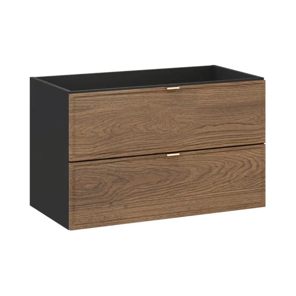 Mobile sottolavabo SAVIA 80 cm marrone e nero – 2 cassetti – sospesi