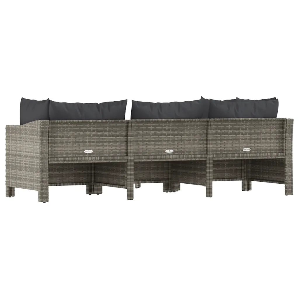 Set da giardino 4 pz | Set Salotto da Giardino con cuscini grigio in polyrattan